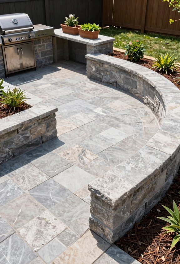185 sq ft curves 300 sq ft seating walls