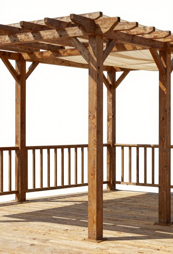Can I Build a Pergola on My Deck? 4 6x6 posts knee braces footings