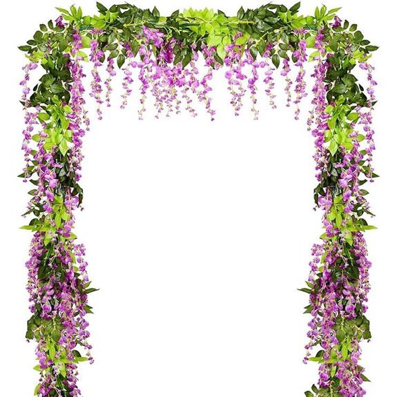 artificial wisteria flowers garland purplish red