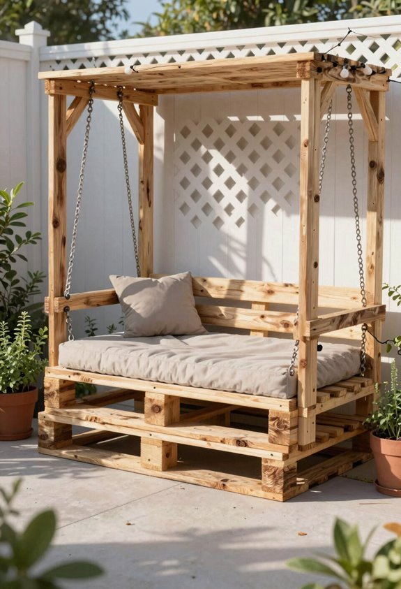bed swing nook with thrifted accents