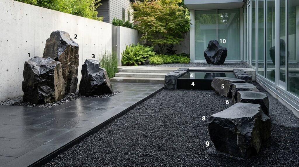 black rock landscaping ideas