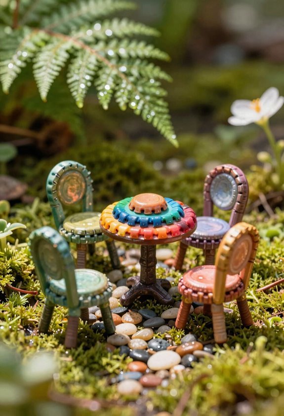 bottle cap fairy garden furniture