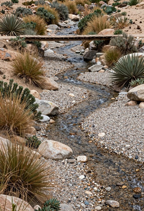 bridge tucked drought tolerant plant oasis