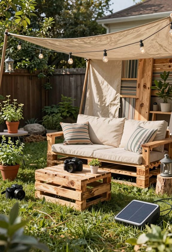 budget friendly backyard using repurposed materials