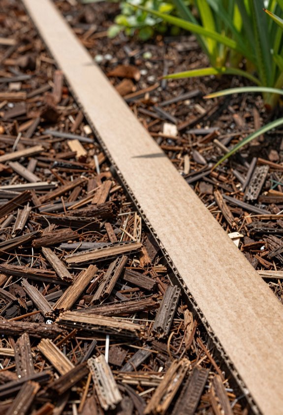 cardboard mulch weed suppressing border
