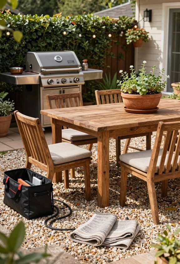 circular dining perimeter seating grill pad curved privacy pockets