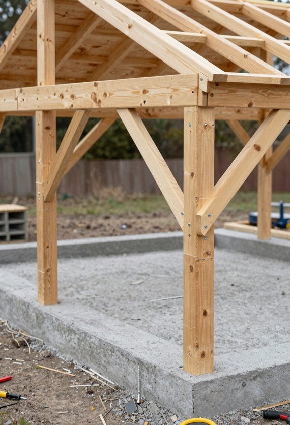 dig holes set posts brace