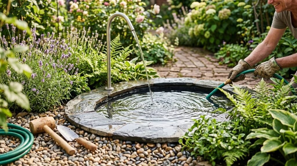 diy garden fountain 3 steps