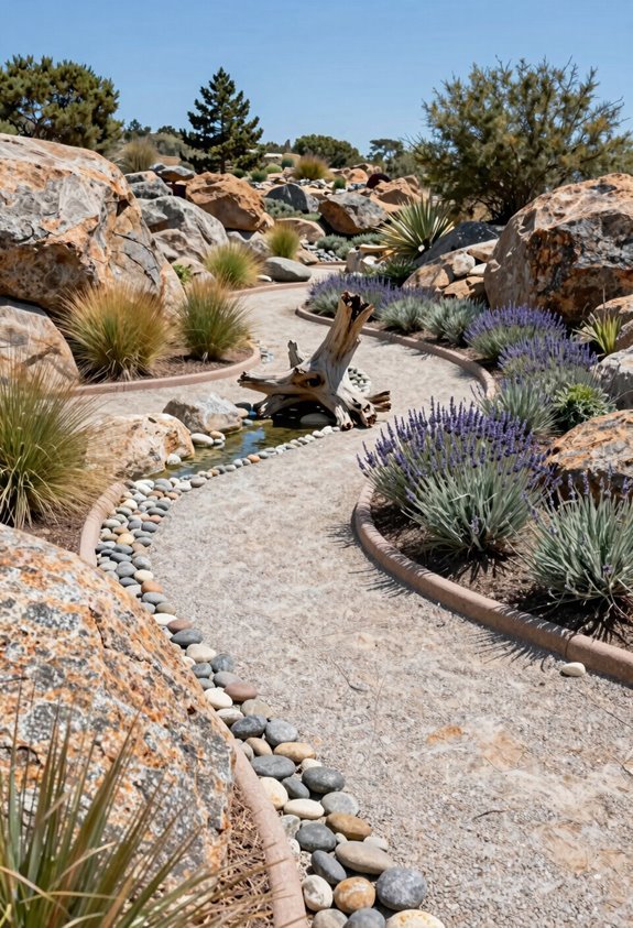 dry creek bed sloped functional aesthetic