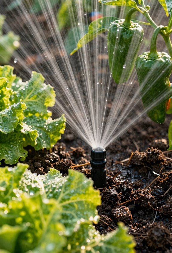 early morning watering with soil moisture check