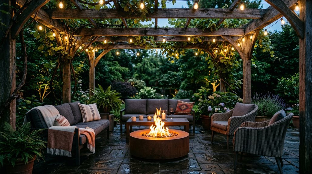 fire pit beneath pergola safety considerations