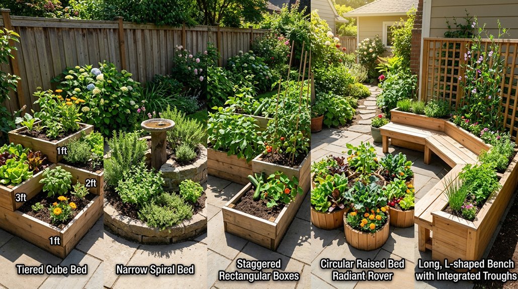 five raised garden layout ideas