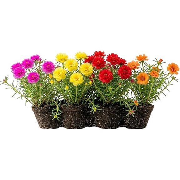 four portulaca moss rose plants