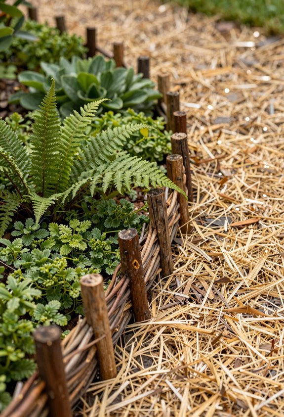 hammer in willow or cedar edging for organic curves