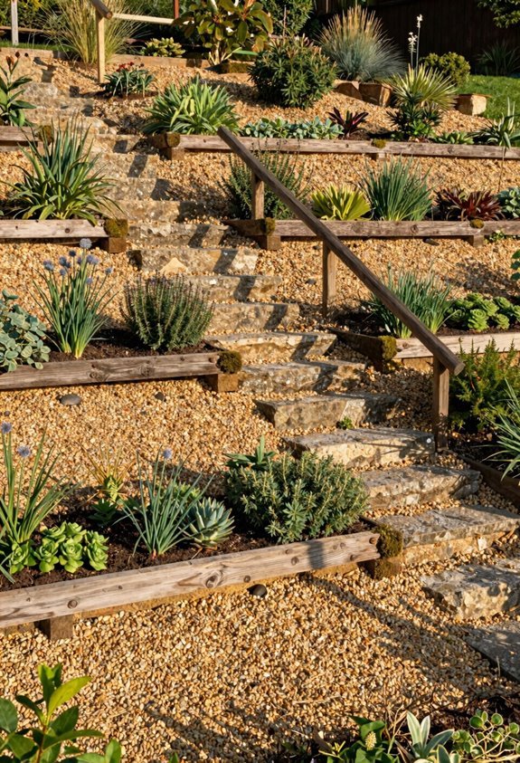 hillside steps anchored securely