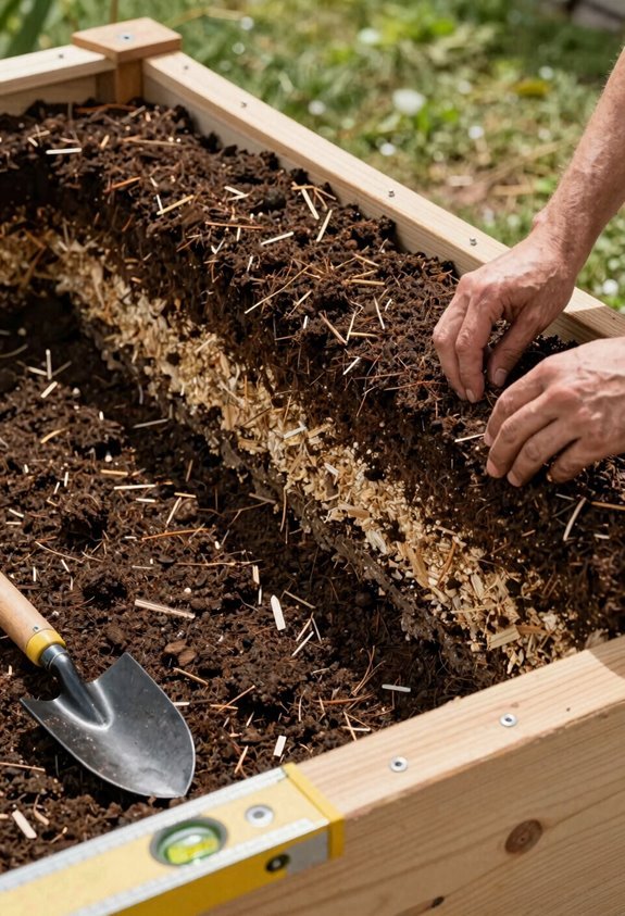 layered affordable raised bed filling technique