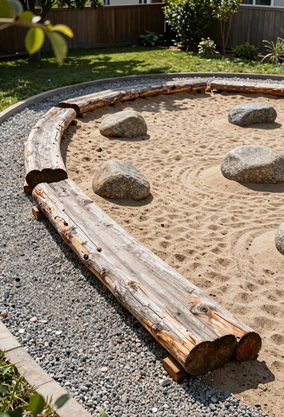 logs boulders sand play space