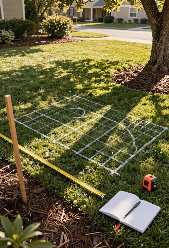 measure yard map sun and slope