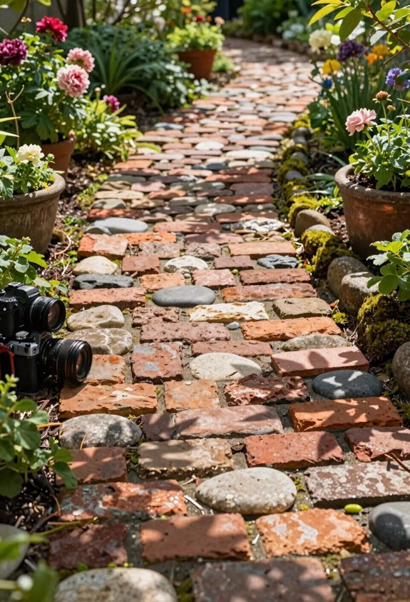 mismatched bricks found stones arranged