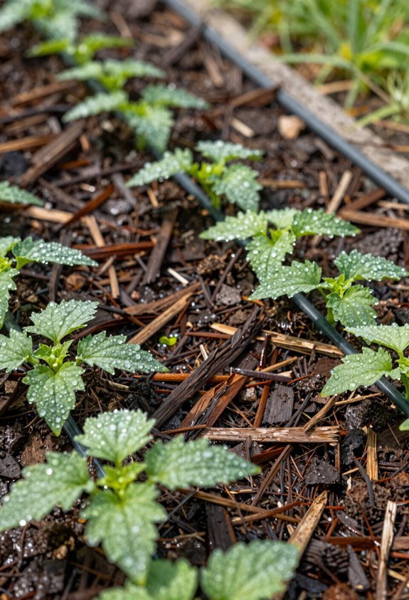mulch reduces watering frequency effectively