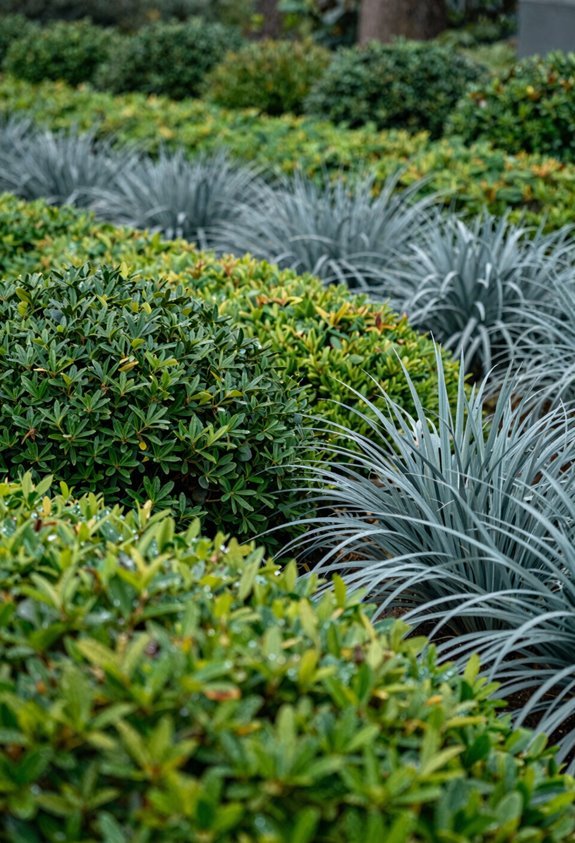 overlapping horizontal plant masses