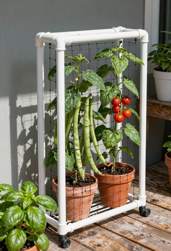 pipe and netting cucumber trellis built verti cally