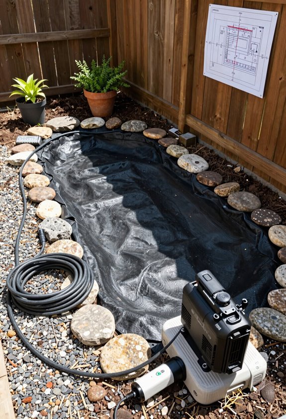 plan fountain near patio accessible power