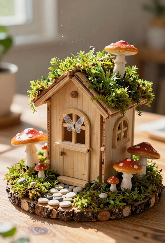 popsicle stick fairy house with living roof