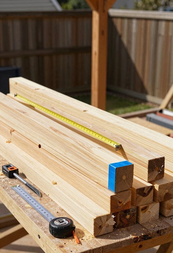 pressure treated ground contact lumber with tools