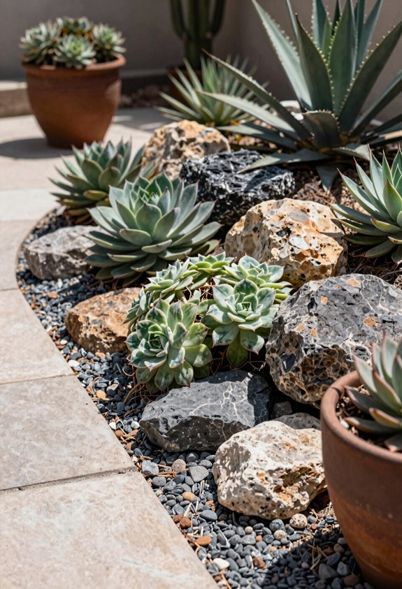 rocks succulents drought proof oasis