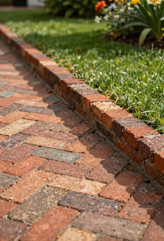 salvaged bricks herringbone edging durability