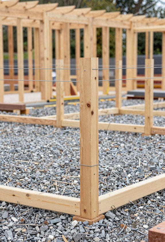 setting first post plumb with gravel braces