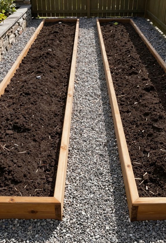 spacing beds away from fences for access