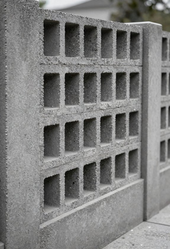 stacked concrete block garden fence