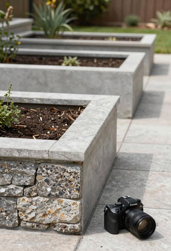 stone and concrete built in beds