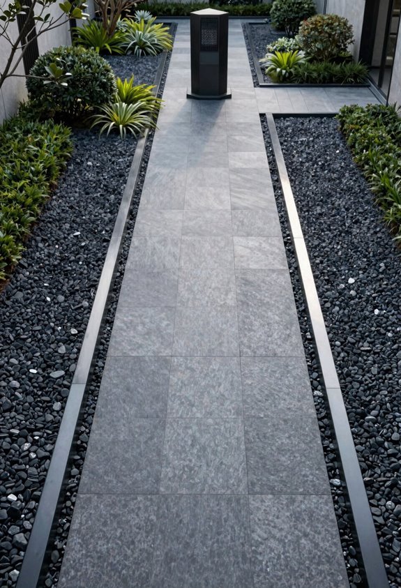 symmetrical black rock borders