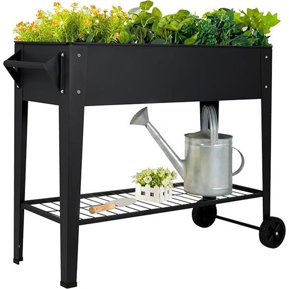 tall raised garden bed with wheels