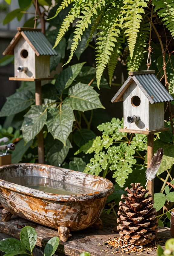 upcycled birdhouses peanut butter pinecones