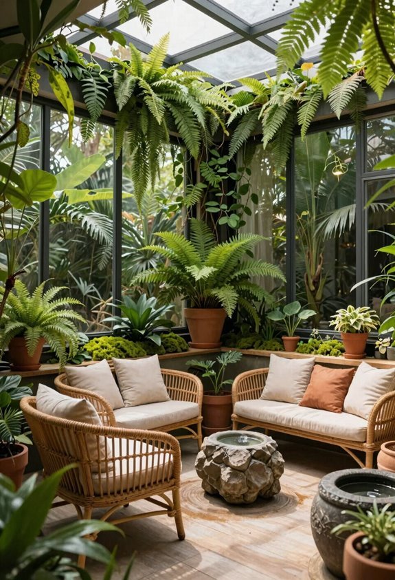 verdant living walls create enclosure