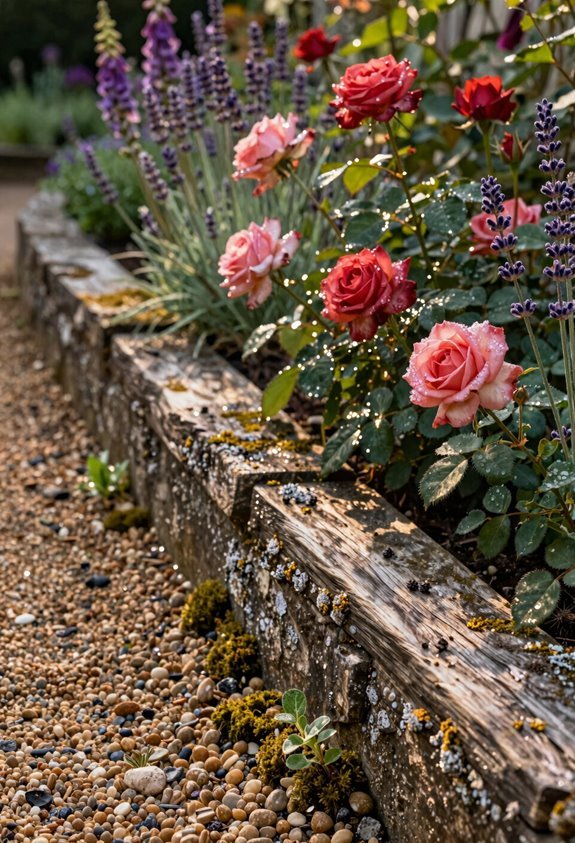 weathered stone and timber borders