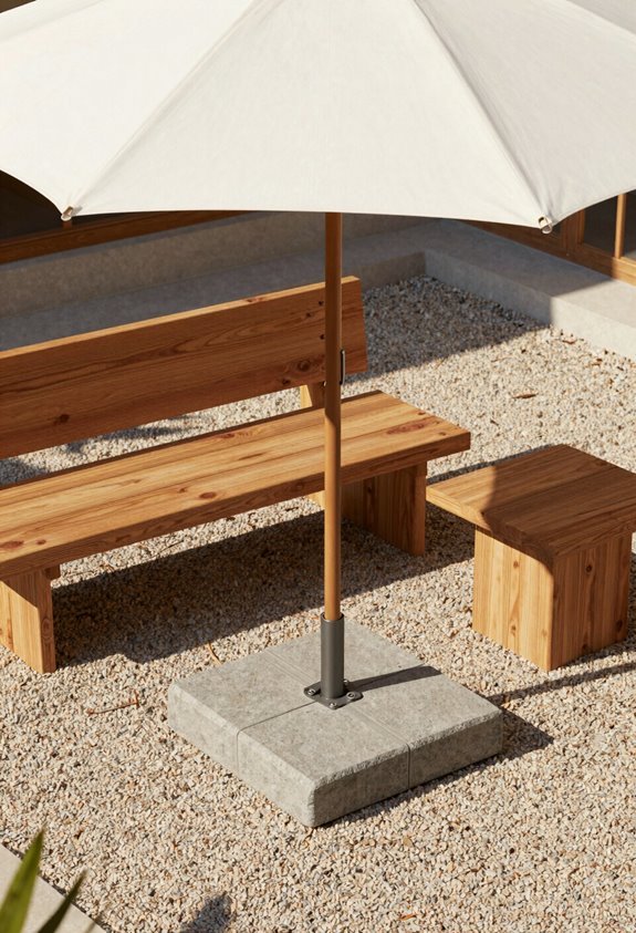 wind proof cedar base frame for umbrella