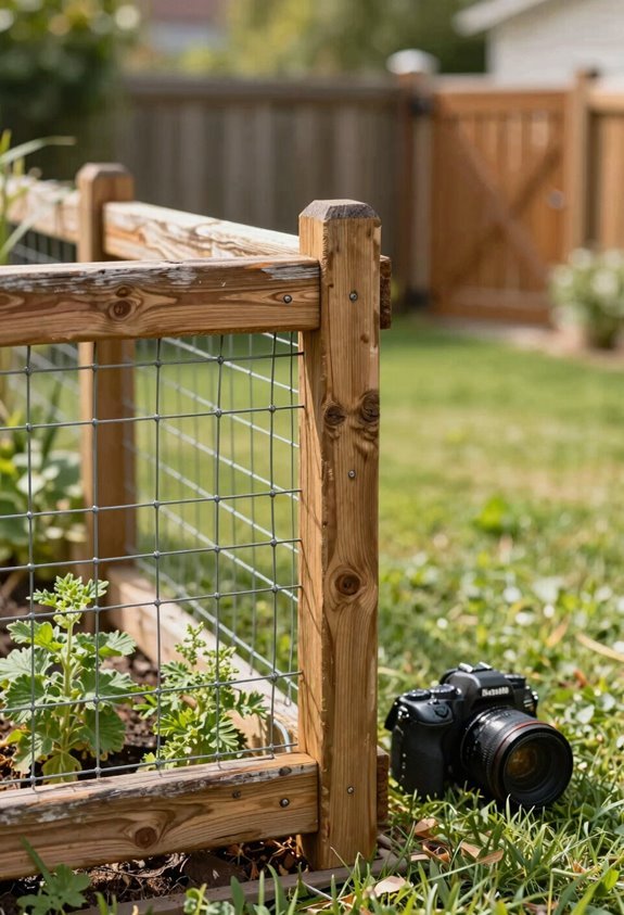 wood and chicken wire garden fence